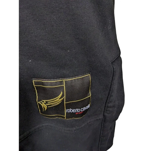 Roberto Cavalli Sport Never Give Up Womens Sweatshirt XS Black Textured Text - Picture 7 of 9